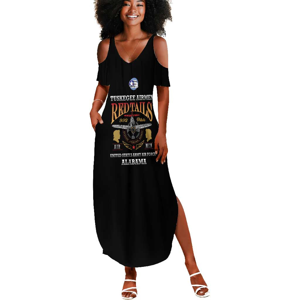 Personalized Red Tails Legacy Summer Maxi Dress WWII Legacy Tribute - Black Color - African Pride