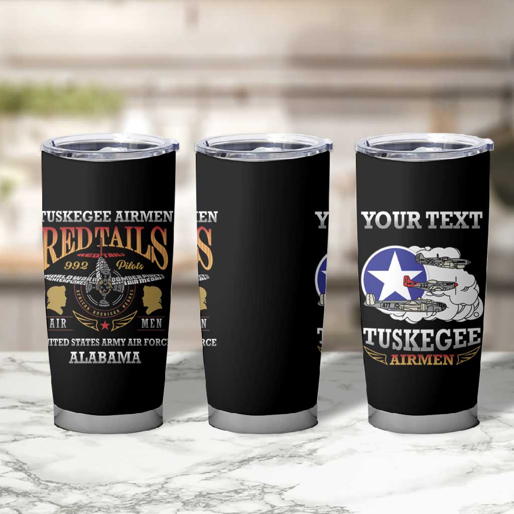 Personalized Red Tails Legacy Tumbler Cup WWII Legacy Tribute - Black Color - African Pride