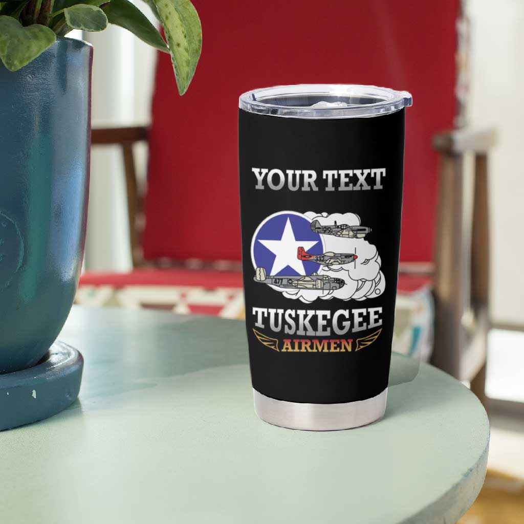 Personalized Red Tails Legacy Tumbler Cup WWII Legacy Tribute - Black Color - African Pride