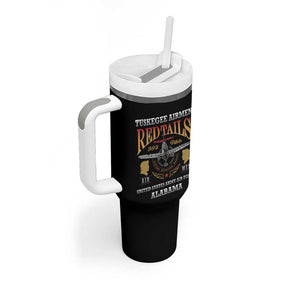Personalized Red Tails Legacy Tumbler With Handle WWII Legacy Tribute - Black Color - African Pride