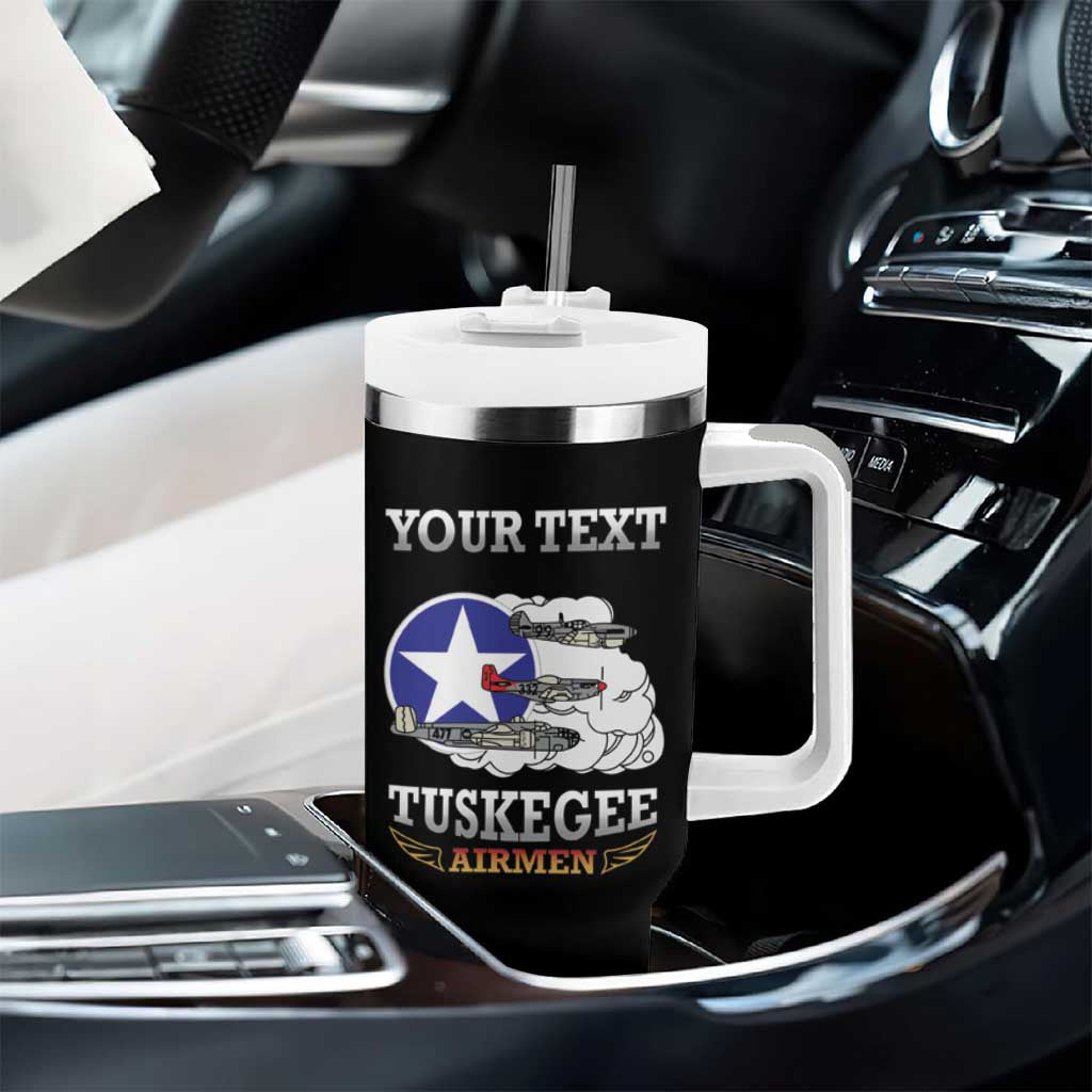 Personalized Red Tails Legacy Tumbler With Handle WWII Legacy Tribute - Black Color - African Pride