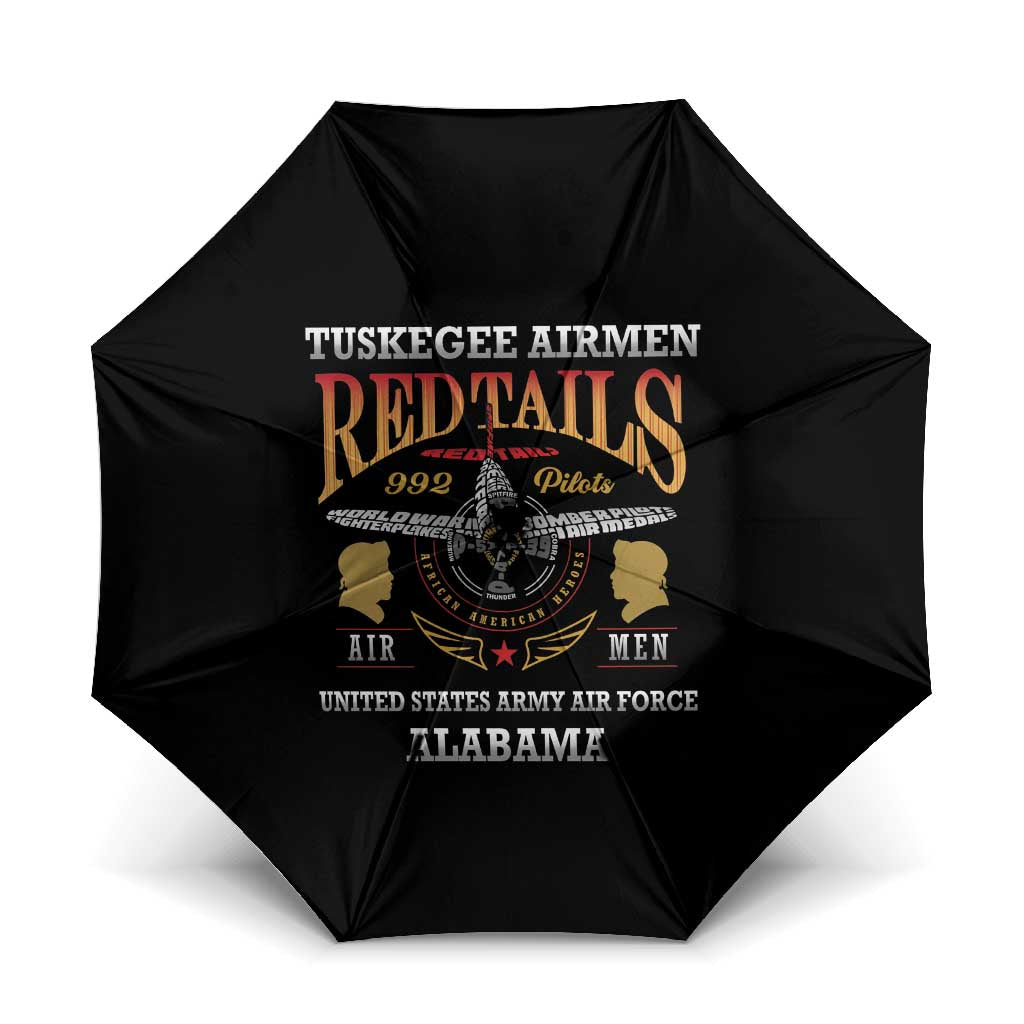 Red Tails Legacy Umbrella Tuskegee Airmen WWII Heroes - Black Color