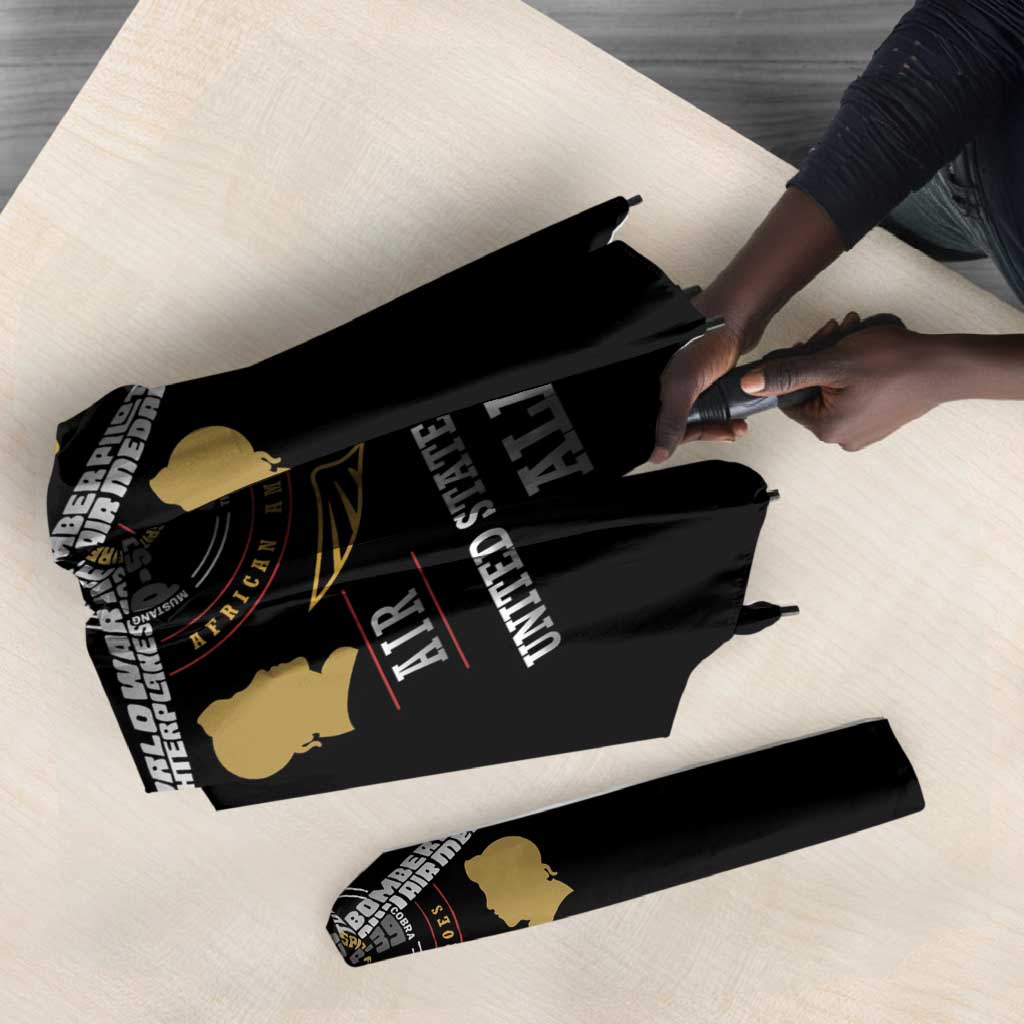 Red Tails Legacy Umbrella Tuskegee Airmen WWII Heroes - Black Color