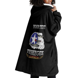 Personalized Red Tails Legacy Wearable Blanket Hoodie WWII Legacy Tribute - Black Color - African Pride