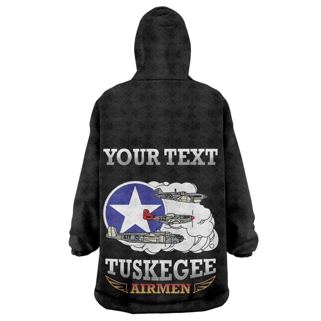 Personalized Red Tails Legacy Wearable Blanket Hoodie WWII Legacy Tribute - Black Color - African Pride