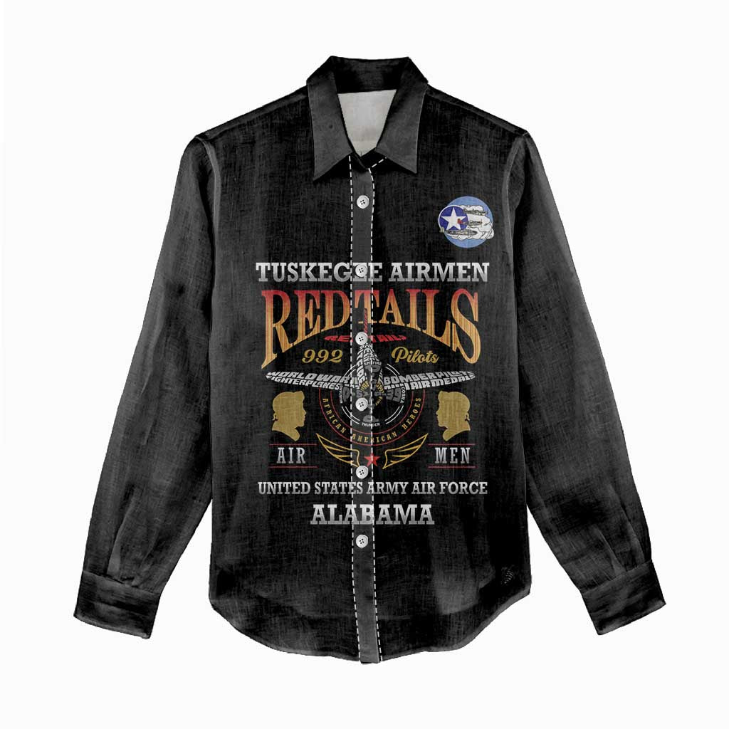 Personalized Red Tails Legacy Women Casual Shirt WWII Legacy Tribute - Black Color - African Pride