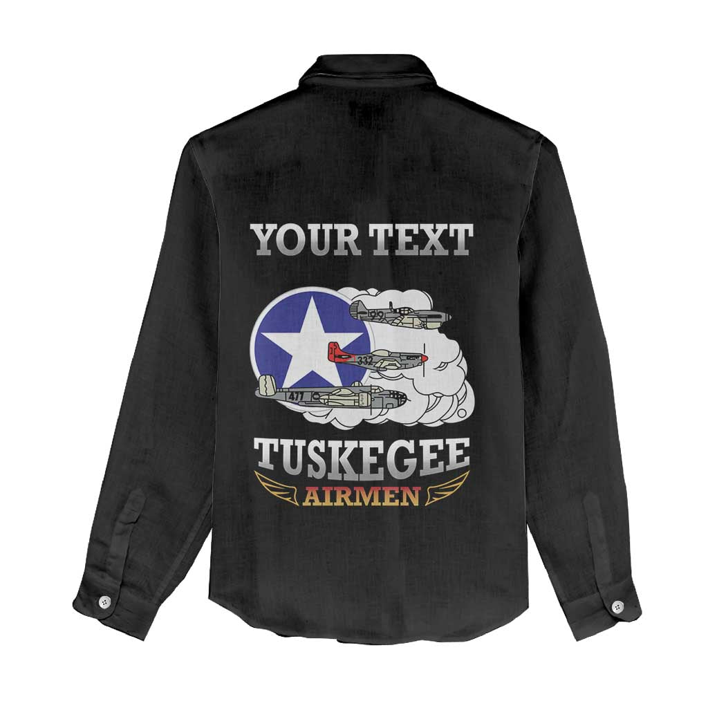 Personalized Red Tails Legacy Women Casual Shirt WWII Legacy Tribute - Black Color - African Pride