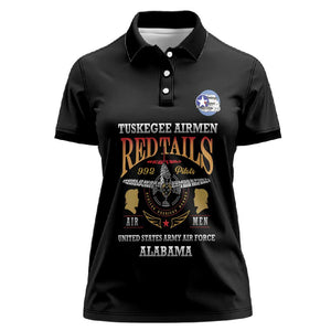 Personalized Red Tails Legacy Women Polo Shirt WWII Legacy Tribute - Black Color - African Pride