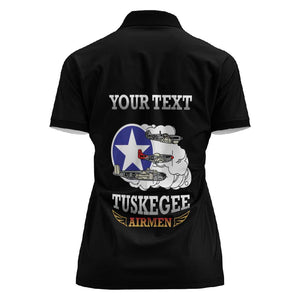 Personalized Red Tails Legacy Women Polo Shirt WWII Legacy Tribute - Black Color - African Pride