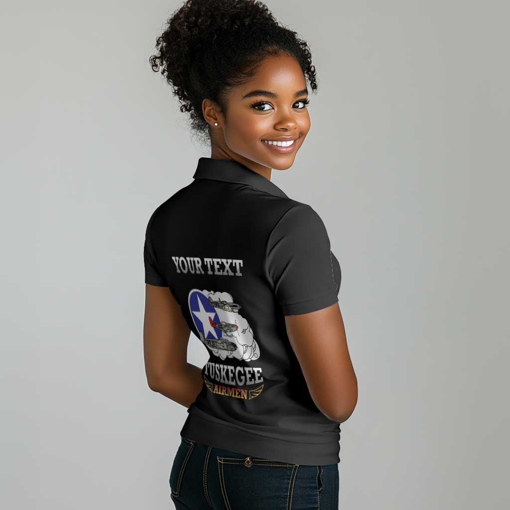 Personalized Red Tails Legacy Women Polo Shirt WWII Legacy Tribute - Black Color - African Pride