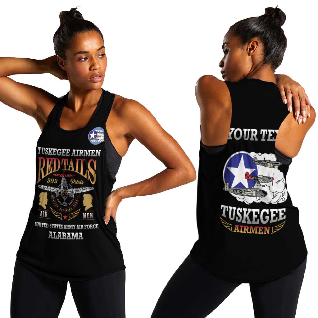 Personalized Red Tails Legacy Women Racerback Tank WWII Legacy Tribute - Black Color - African Pride