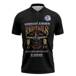 Personalized Red Tails Legacy Zipper Polo Shirt Tuskegee Airmen WWII Heroes - Black Color