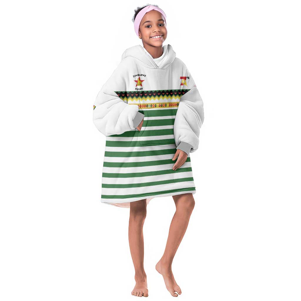 Zimbabwe Rugby Sevens Custom Kid Wearable Blanket Hoodie Go Cheetahs - African Pride