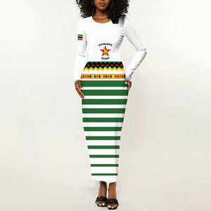 Zimbabwe Rugby Sevens Custom Long Sleeve Bodycon Dress Go Cheetahs - African Pride