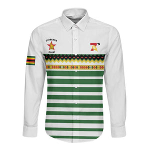 Zimbabwe Rugby Sevens Custom Long Sleeve Button Shirt Go Cheetahs - African Pride