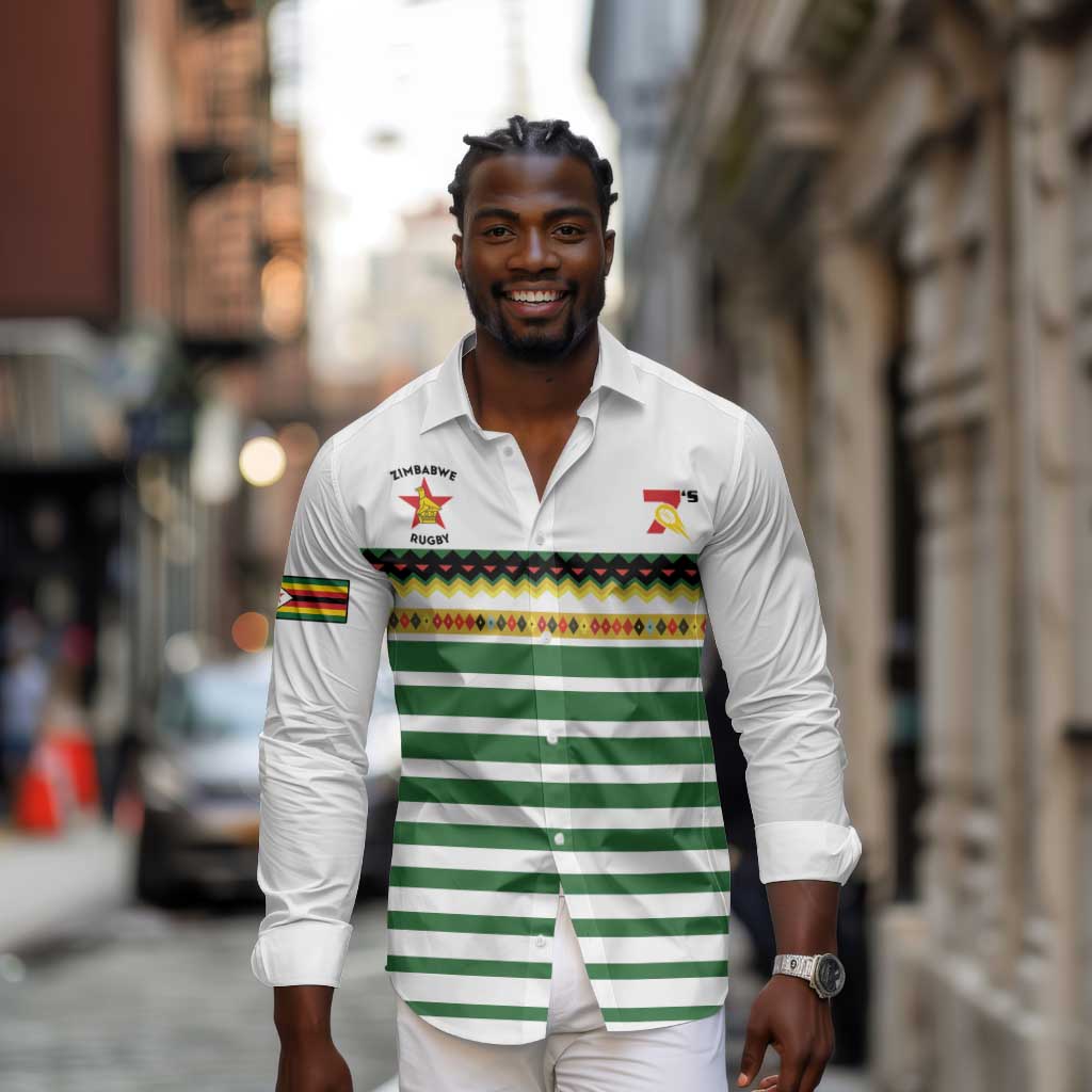 Zimbabwe Rugby Sevens Custom Long Sleeve Button Shirt Go Cheetahs - African Pride