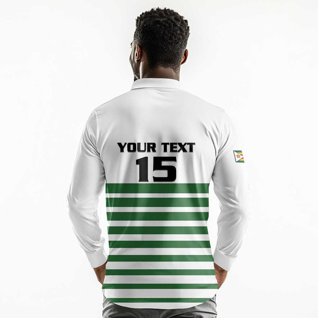 Zimbabwe Rugby Sevens Custom Long Sleeve Polo Shirt Go Cheetahs - African Pride