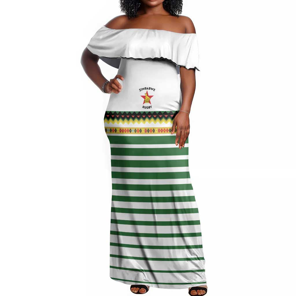 Zimbabwe Rugby Sevens Custom Off Shoulder Maxi Dress Go Cheetahs - African Pride