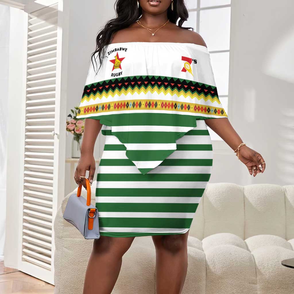 Zimbabwe Rugby Sevens Custom Off Shoulder Short Dress Go Cheetahs - African Pride