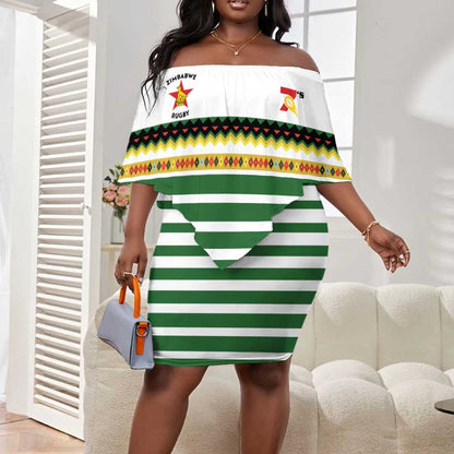 Zimbabwe Rugby Sevens Custom Off Shoulder Short Dress Go Cheetahs - African Pride