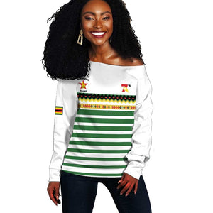 Zimbabwe Rugby Sevens Custom Off Shoulder Sweater Go Cheetahs - African Pride