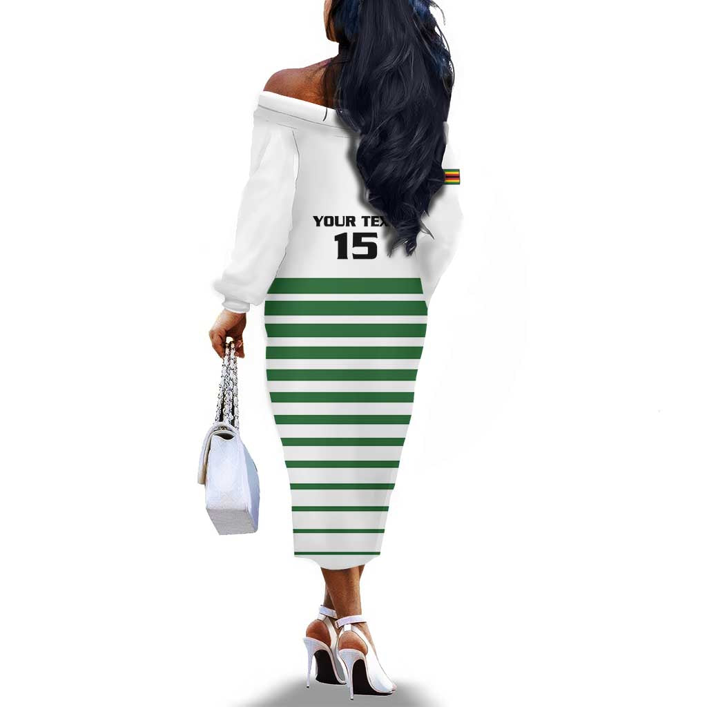 Zimbabwe Rugby Sevens Custom Off The Shoulder Long Sleeve Dress Go Cheetahs - African Pride