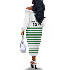 Zimbabwe Rugby Sevens Custom Off The Shoulder Long Sleeve Dress Go Cheetahs - African Pride