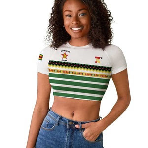 Zimbabwe Rugby Sevens Custom Raglan Cropped T shirt Go Cheetahs - African Pride
