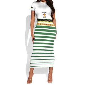 Zimbabwe Rugby Sevens Custom Short Sleeve Bodycon Dress Go Cheetahs - African Pride
