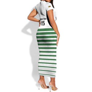 Zimbabwe Rugby Sevens Custom Short Sleeve Bodycon Dress Go Cheetahs - African Pride