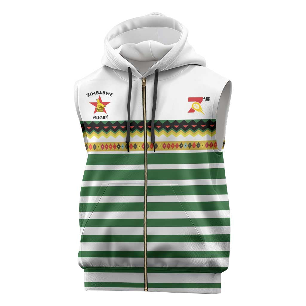 Zimbabwe Rugby Sevens Custom Sleeveless Zip Hoodie Go Cheetahs - African Pride
