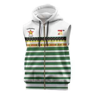 Zimbabwe Rugby Sevens Custom Sleeveless Zip Hoodie Go Cheetahs - African Pride