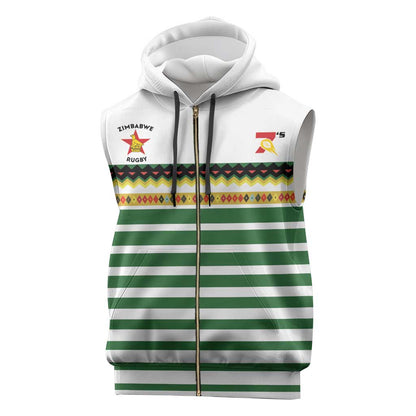 Zimbabwe Rugby Sevens Custom Sleeveless Zip Hoodie Go Cheetahs - African Pride