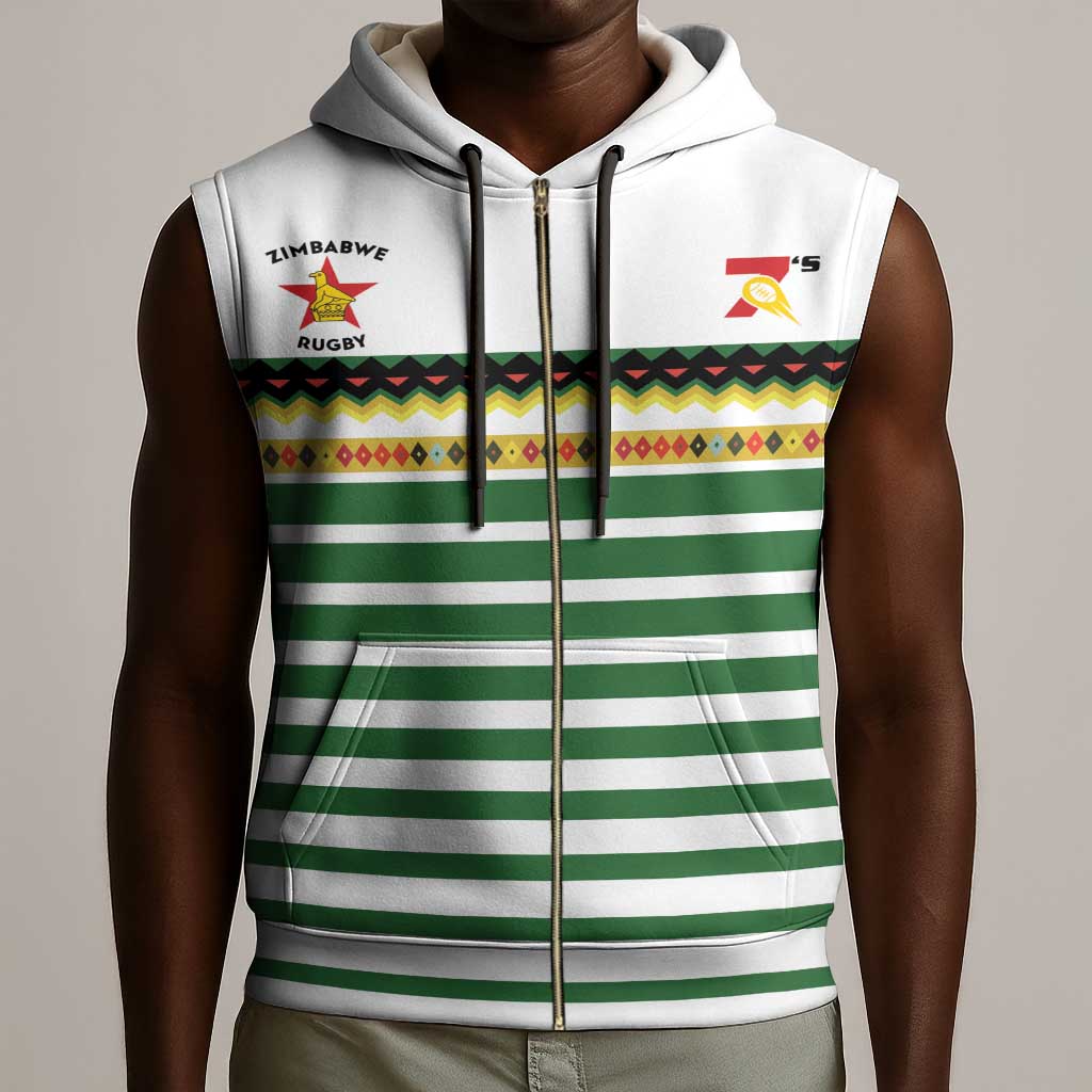 Zimbabwe Rugby Sevens Custom Sleeveless Zip Hoodie Go Cheetahs - African Pride