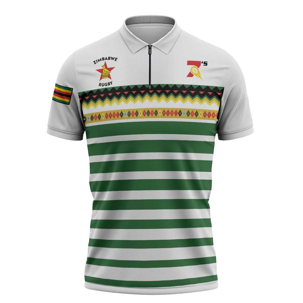 Zimbabwe Rugby Sevens Custom Zipper Polo Shirt Go Cheetahs Go