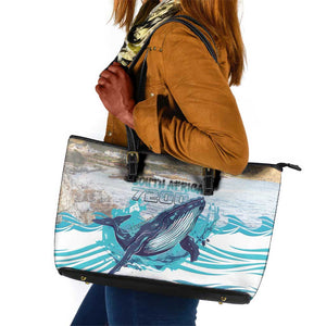 South Africa Whale Hermanus Fest Leather Tote Bag - African Pride