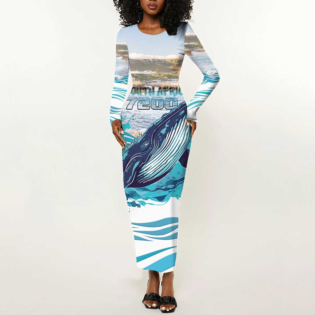 Personalized South Africa Whale Hermanus Fest Long Sleeve Bodycon Dress - African Pride