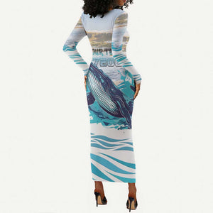 Personalized South Africa Whale Hermanus Fest Long Sleeve Bodycon Dress - African Pride