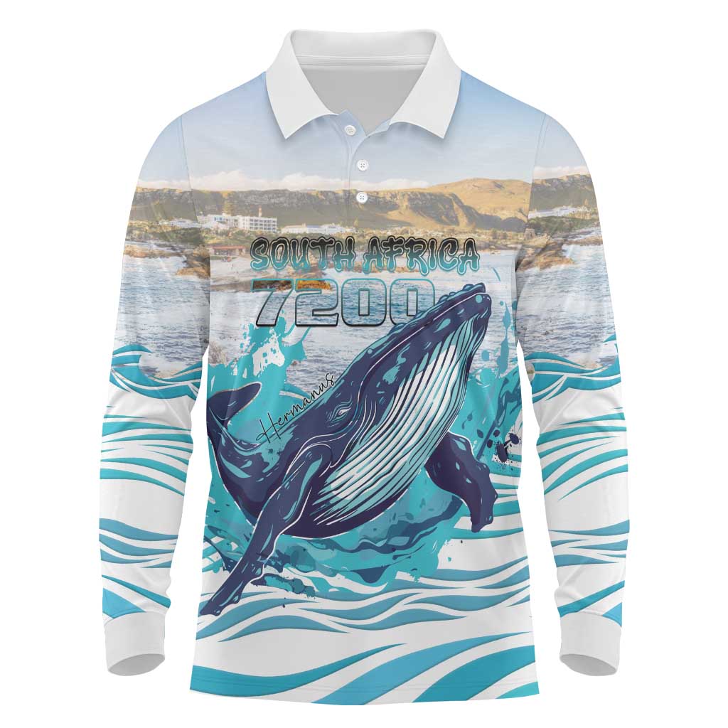 Personalized South Africa Whale Hermanus Fest Long Sleeve Polo Shirt - African Pride