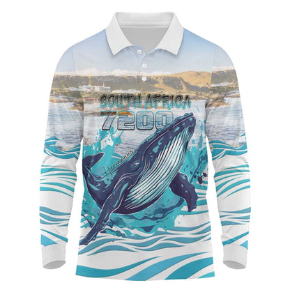 Personalized South Africa Whale Hermanus Fest Long Sleeve Polo Shirt - African Pride
