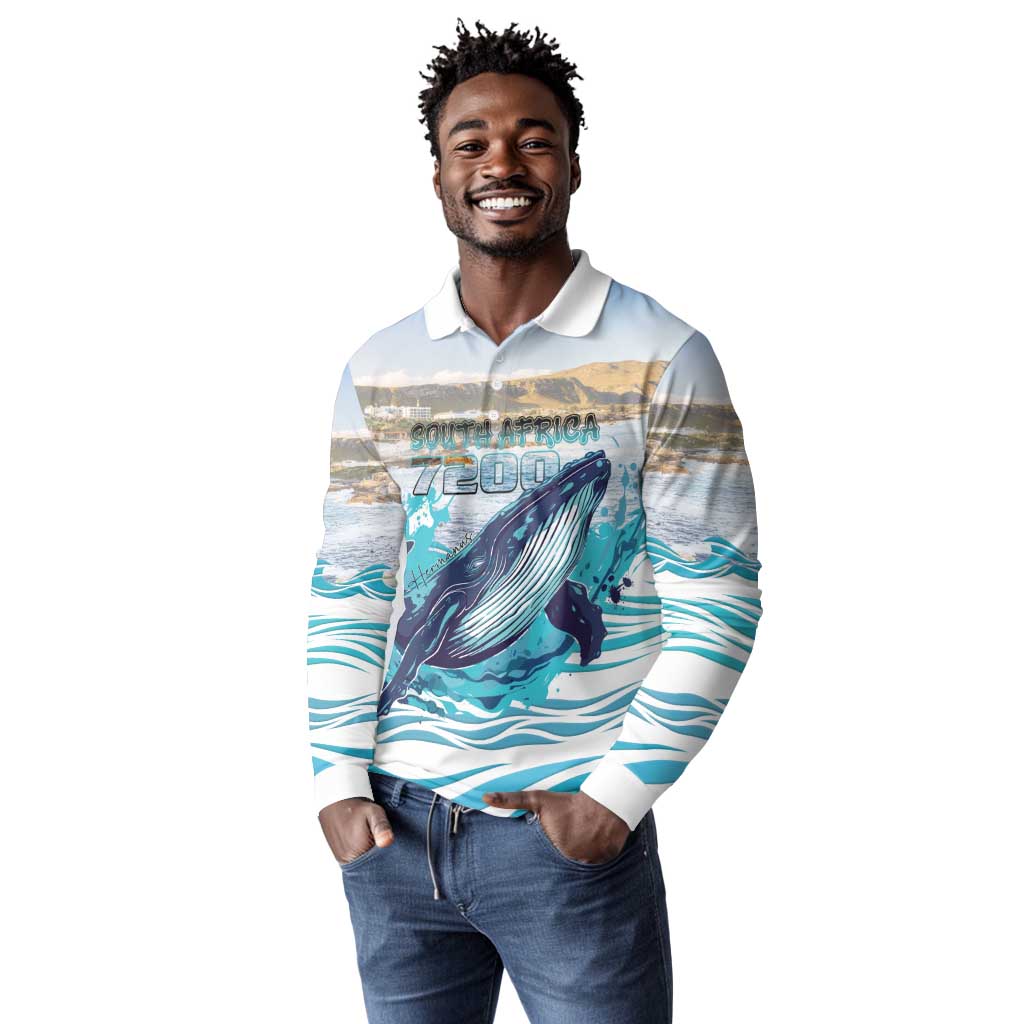 Personalized South Africa Whale Hermanus Fest Long Sleeve Polo Shirt - African Pride