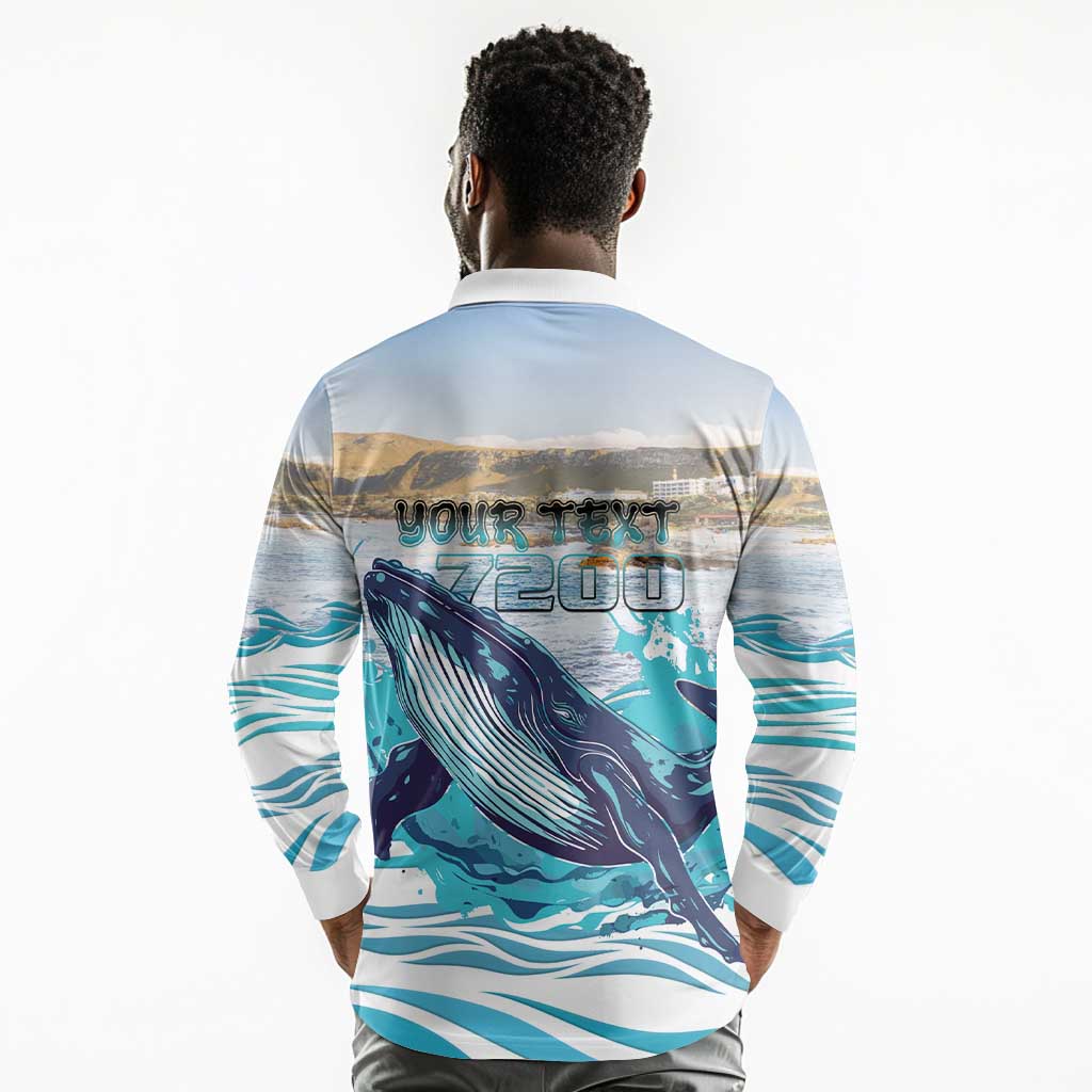Personalized South Africa Whale Hermanus Fest Long Sleeve Polo Shirt - African Pride