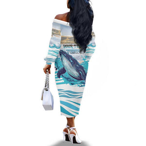Personalized South Africa Whale Hermanus Fest Off The Shoulder Long Sleeve Dress - African Pride