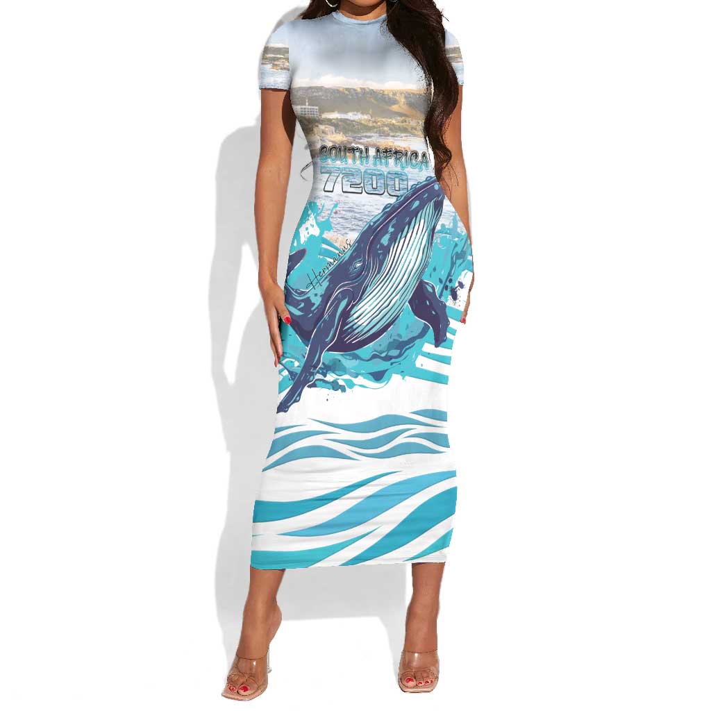 Personalized South Africa Whale Hermanus Fest Short Sleeve Bodycon Dress - African Pride
