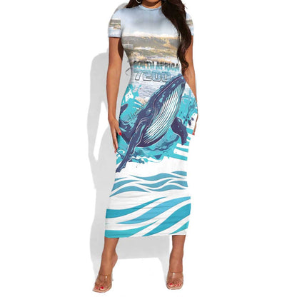 Personalized South Africa Whale Hermanus Fest Short Sleeve Bodycon Dress - African Pride
