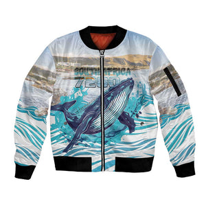 Personalized South Africa Whale Hermanus Fest Sleeve Zip Bomber Jacket - African Pride