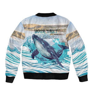 Personalized South Africa Whale Hermanus Fest Sleeve Zip Bomber Jacket - African Pride