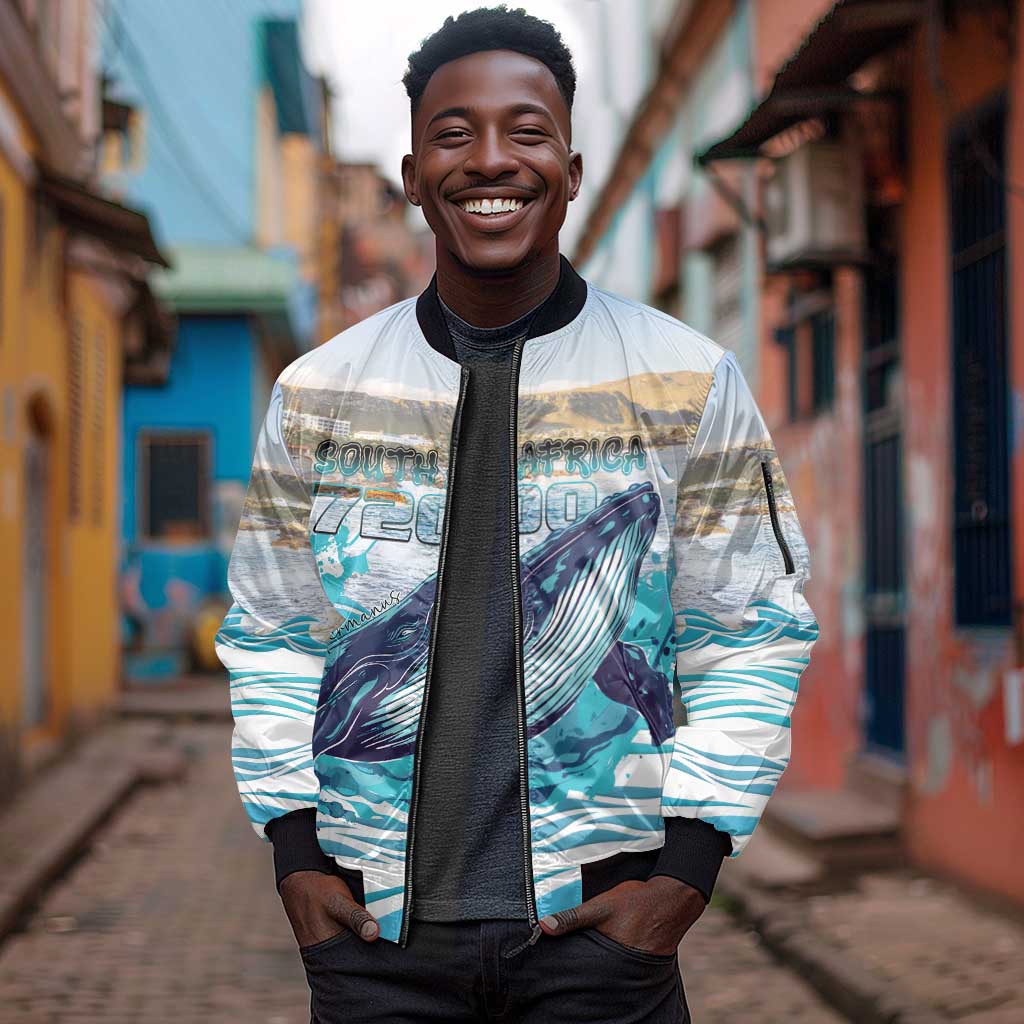 Personalized South Africa Whale Hermanus Fest Sleeve Zip Bomber Jacket - African Pride