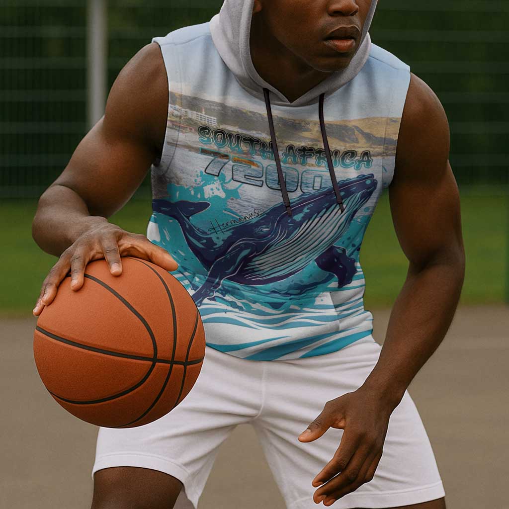Personalized South Africa Whale Hermanus Fest Sleeveless Hoodie - African Pride