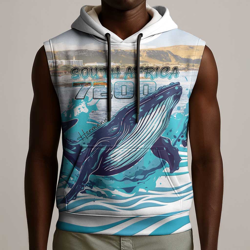 Personalized South Africa Whale Hermanus Fest Sleeveless Hoodie - African Pride